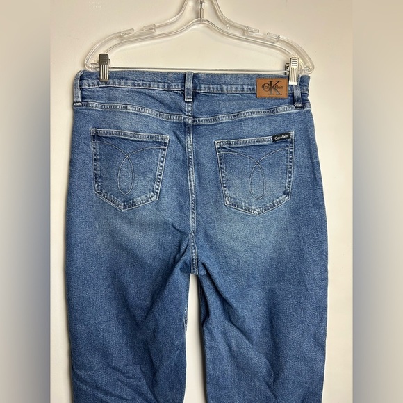 Calvin Klein Straight Jeans Women Blue Denim Plus 14 (34.5X27) Casual Stretch - Picture 5 of 14